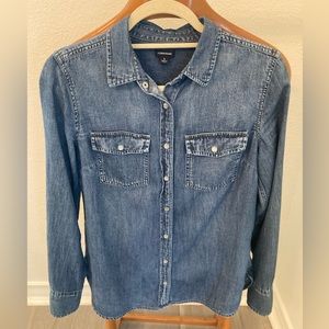J. Crew denim snap button down blouse